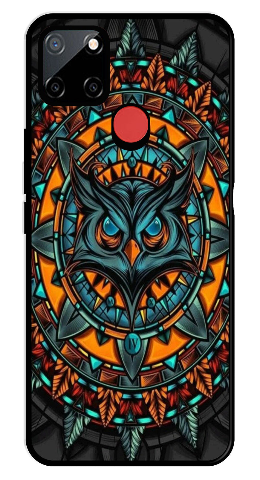 Owl Pattern Metal Mobile Case for Realme C25   (Design No -42)