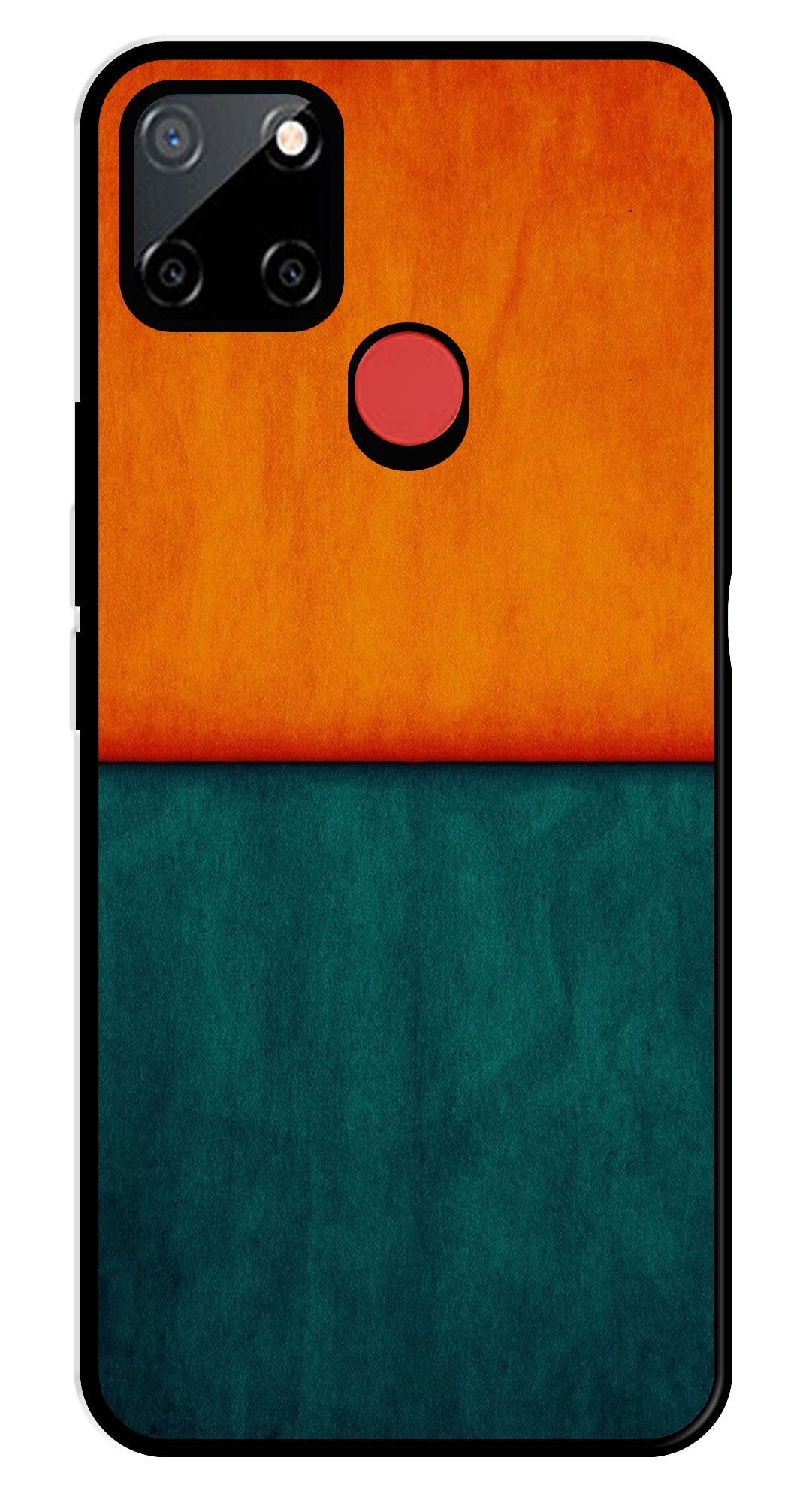 Orange Green Pattern Metal Mobile Case for Realme C12   (Design No -45)