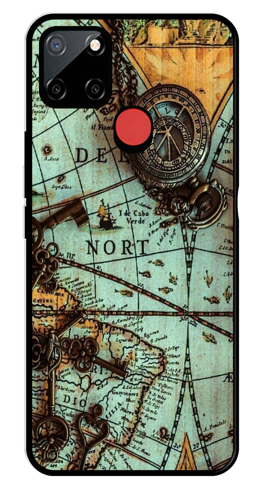 Map Design Metal Mobile Case for Realme C12   (Design No -54)