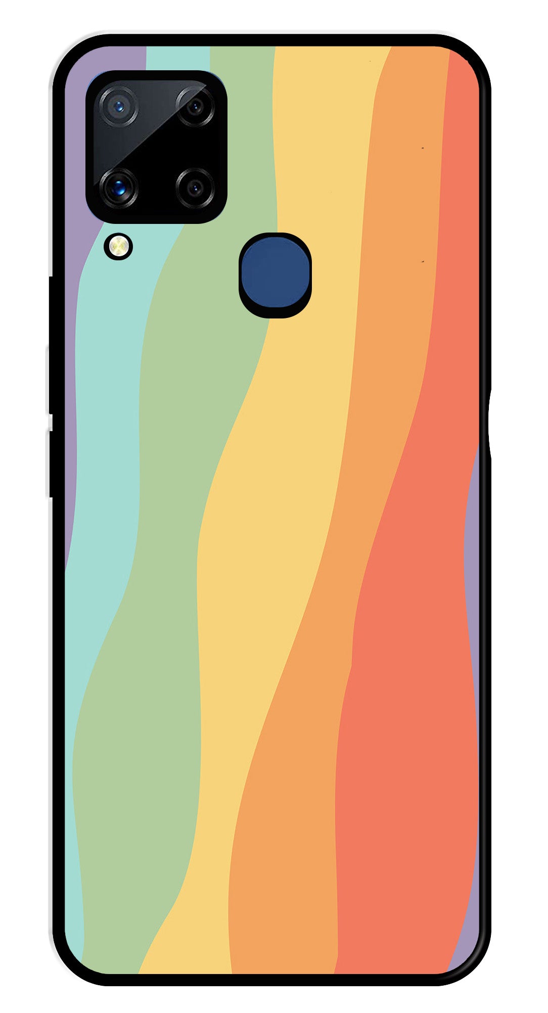 Muted Rainbow Metal Mobile Case for Realme C15   (Design No -02)