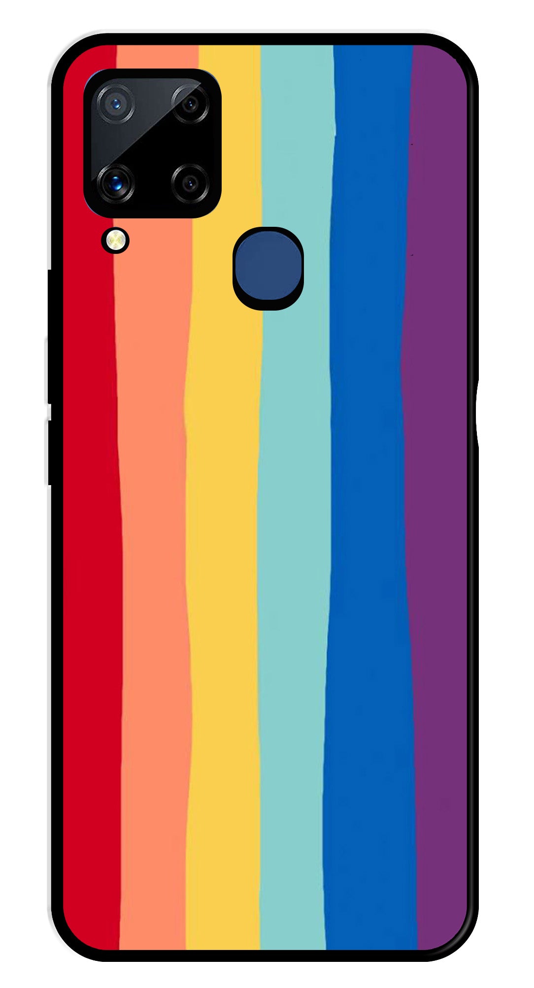 Rainbow MultiColor Metal Mobile Case for Realme C15   (Design No -03)