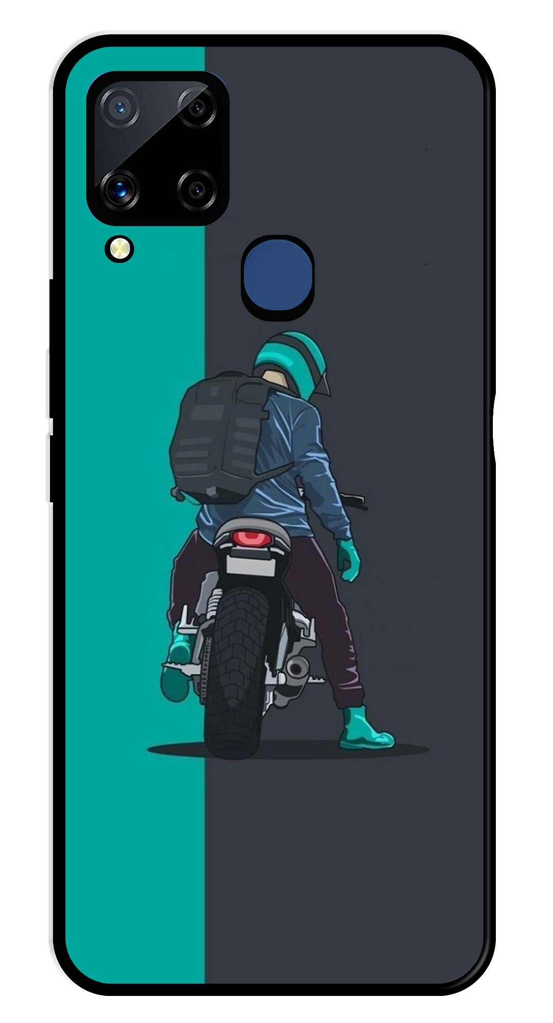 Bike Lover Metal Mobile Case for Realme C15   (Design No -05)