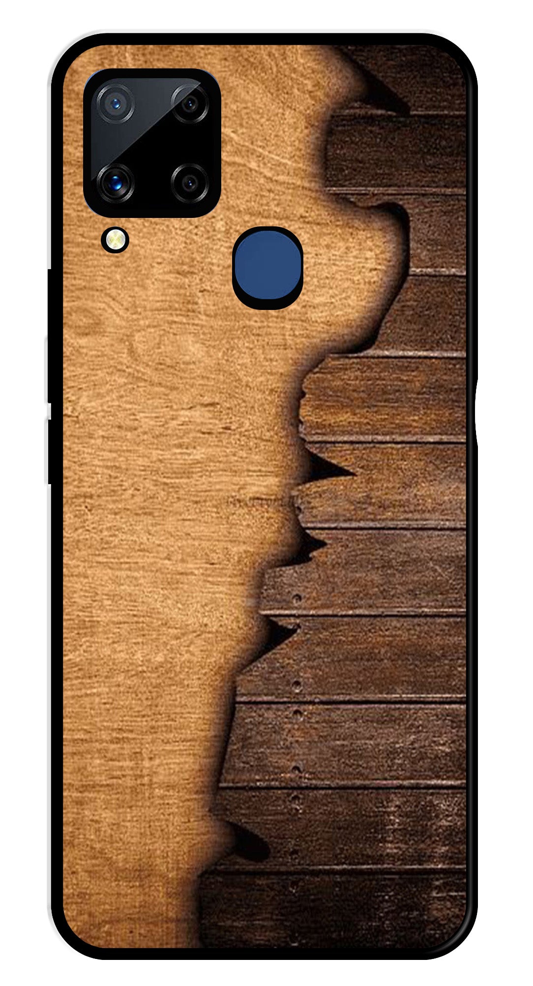 Wooden Design Metal Mobile Case for Realme C15   (Design No -13)