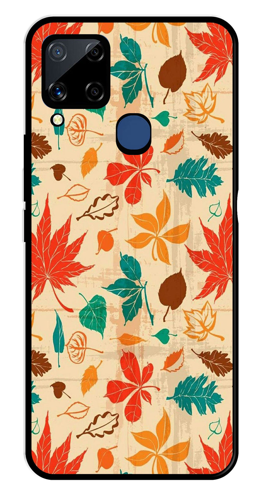 Leafs Design Metal Mobile Case for Realme C15   (Design No -14)