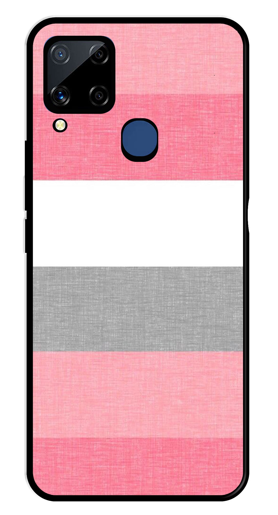Pink Pattern Metal Mobile Case for Realme C15   (Design No -23)