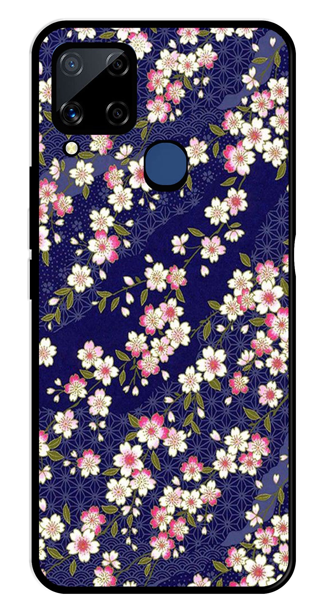 Flower Design Metal Mobile Case for Realme C15   (Design No -25)