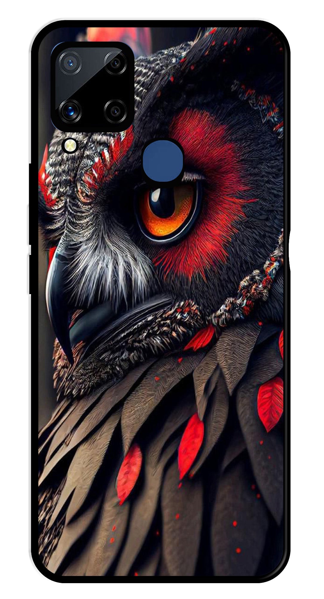 Owl Design Metal Mobile Case for Realme C15   (Design No -26)