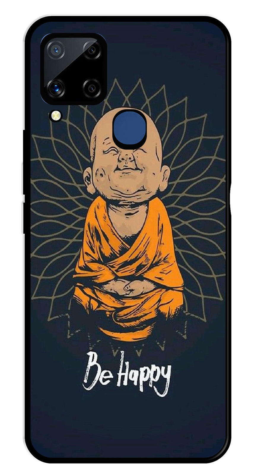 Be Happy Metal Mobile Case for Realme C15   (Design No -27)