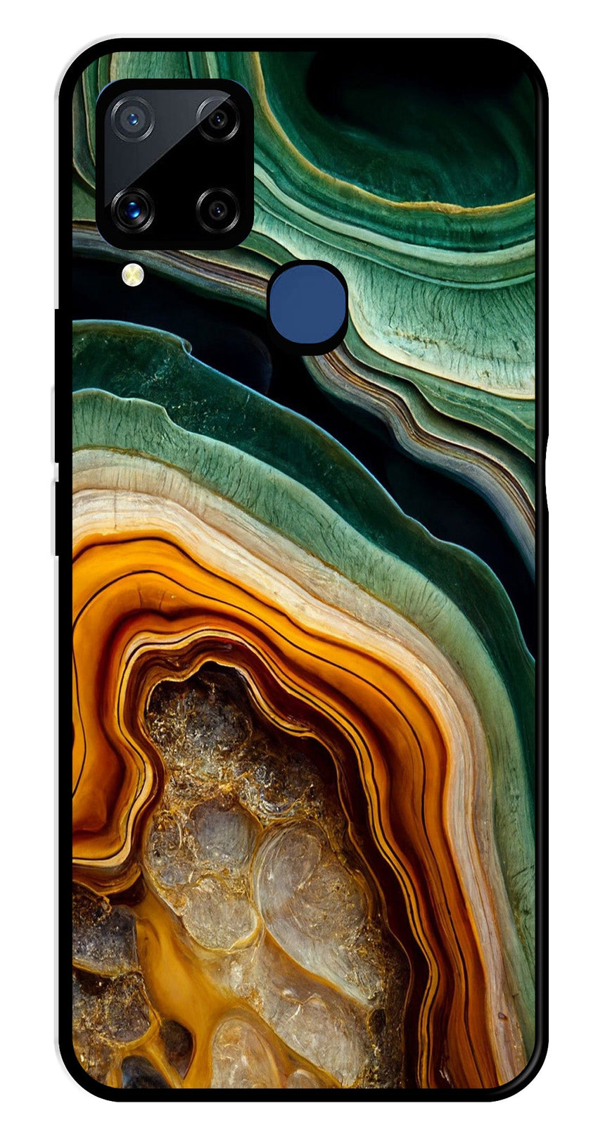 Marble Design Metal Mobile Case for Realme C15   (Design No -28)