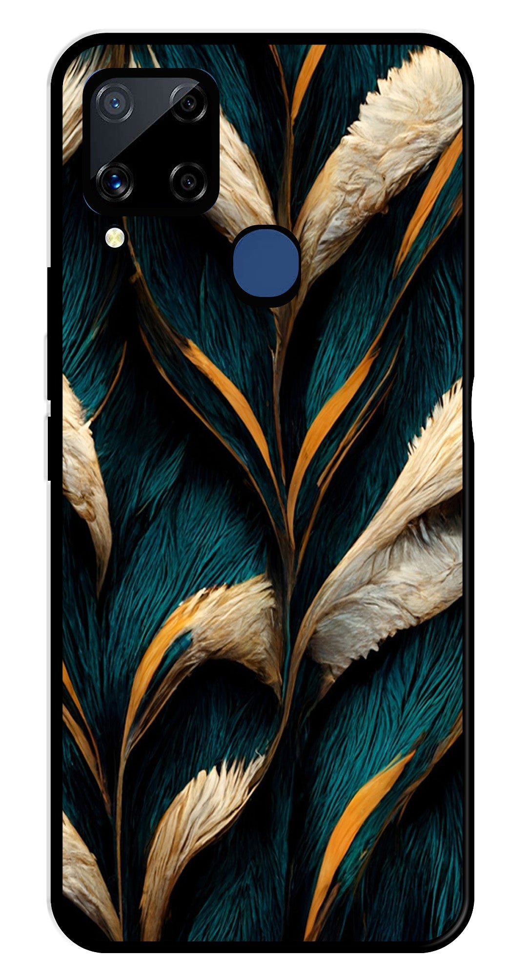 Feathers Metal Mobile Case for Realme C15   (Design No -30)