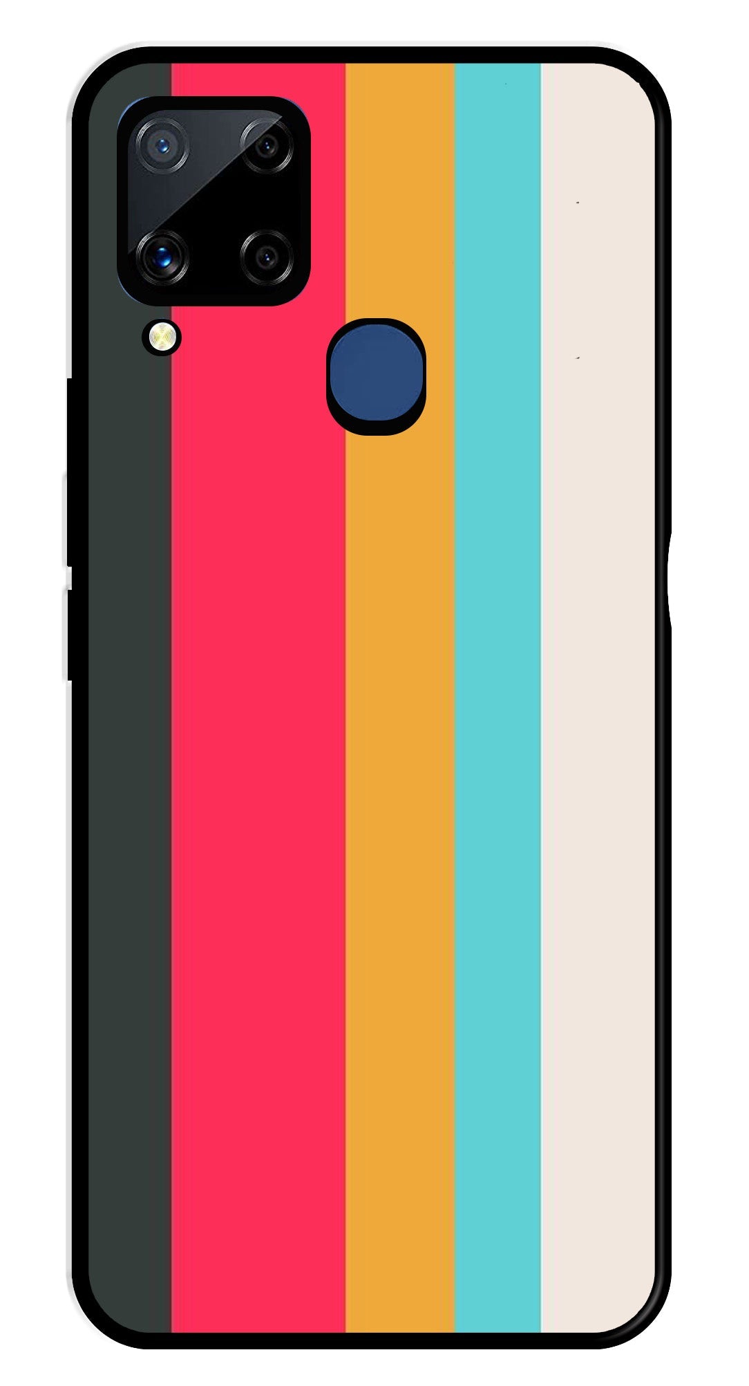 Muted Rainbow Metal Mobile Case for Realme C15   (Design No -31)