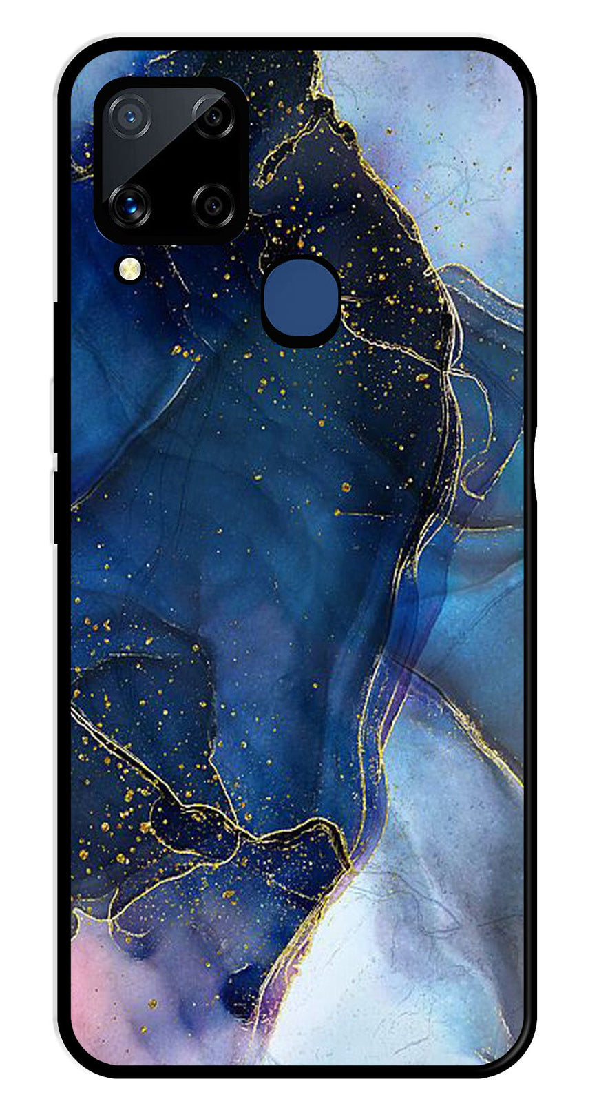 Blue Marble Metal Mobile Case for Realme C15   (Design No -34)