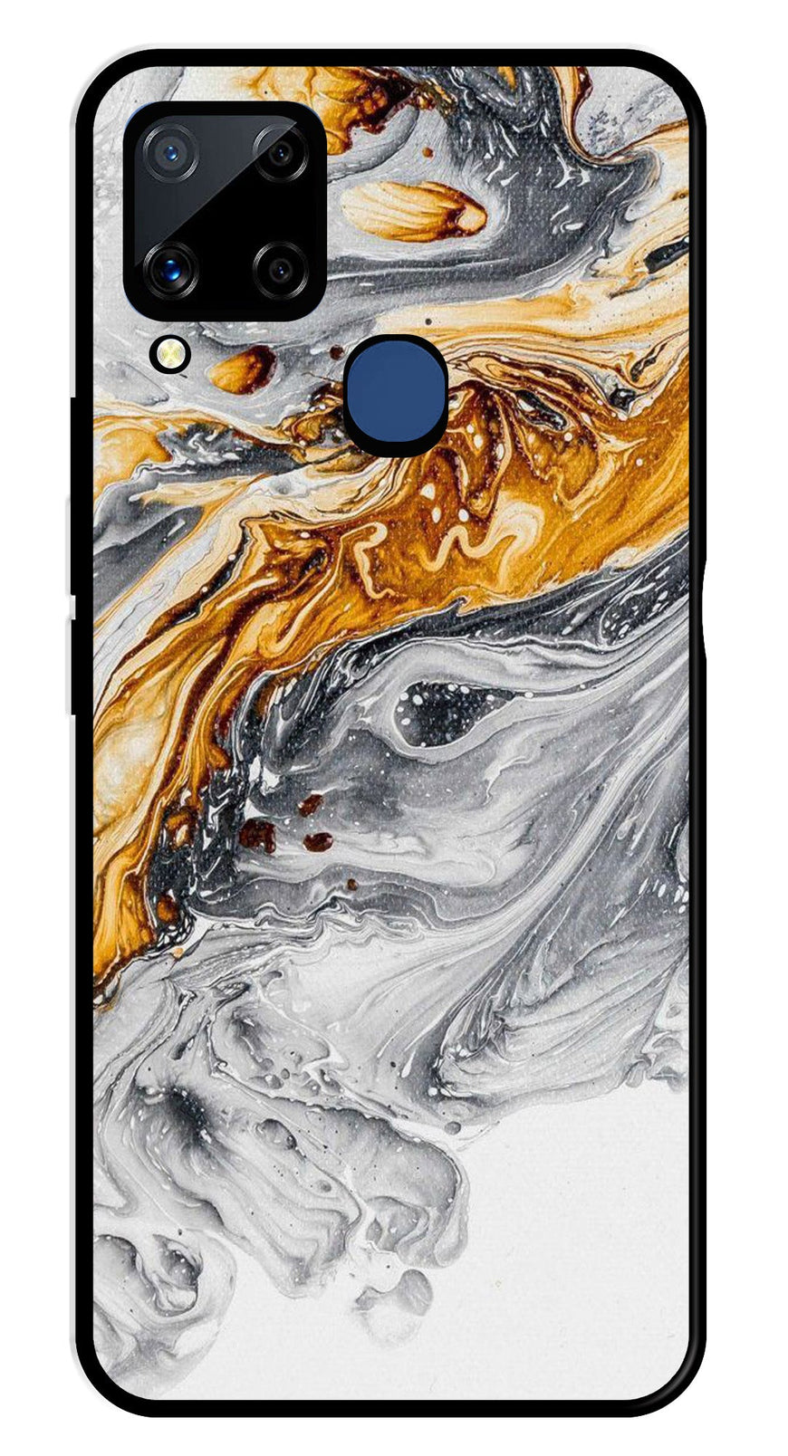 Marble Pattern Metal Mobile Case for Realme C15   (Design No -36)