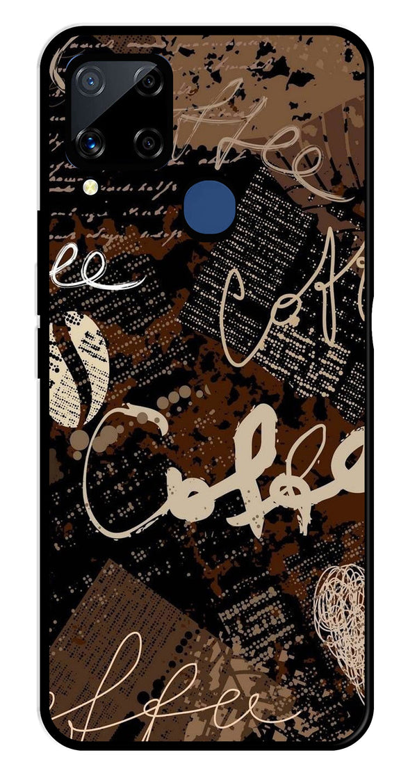 Coffee Pattern Metal Mobile Case for Realme C15   (Design No -37)