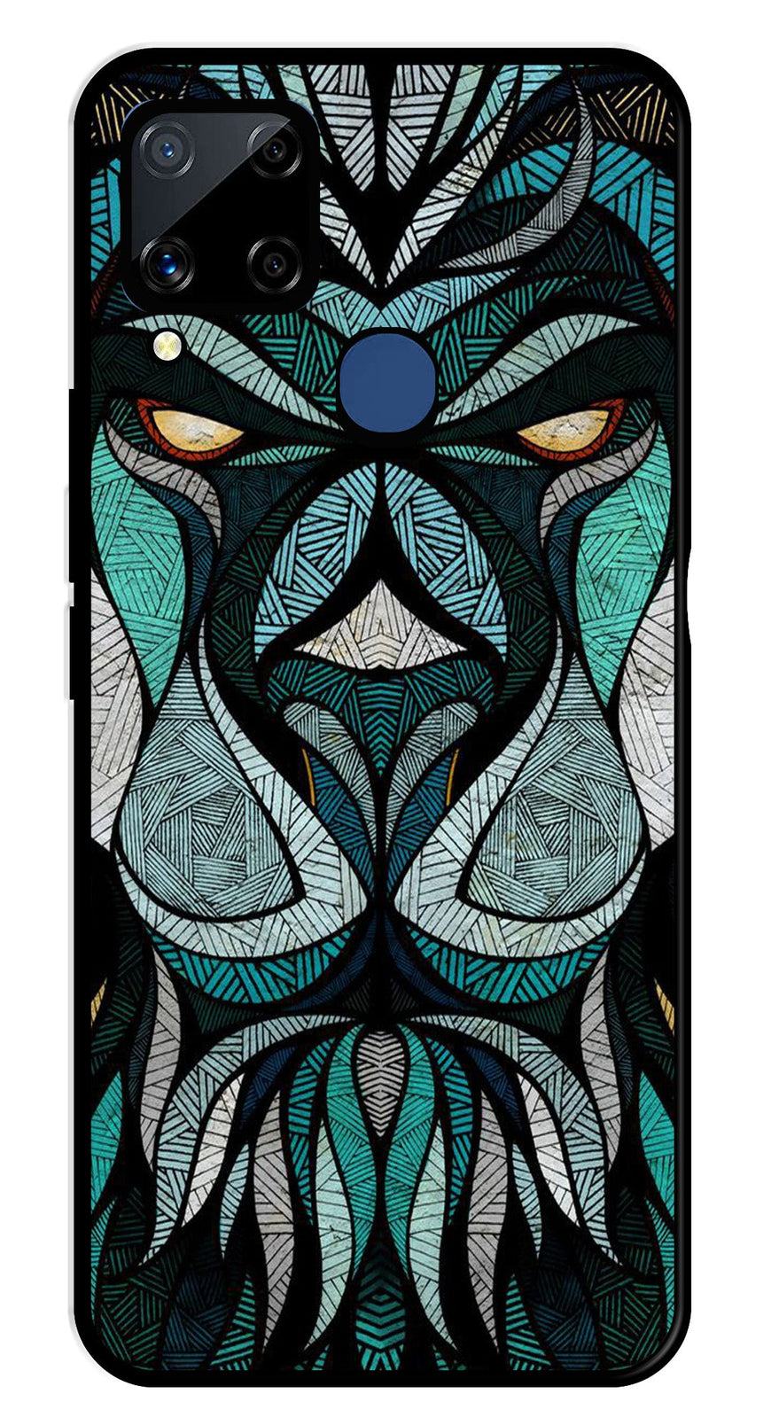 Lion Pattern Metal Mobile Case for Realme C15   (Design No -40)