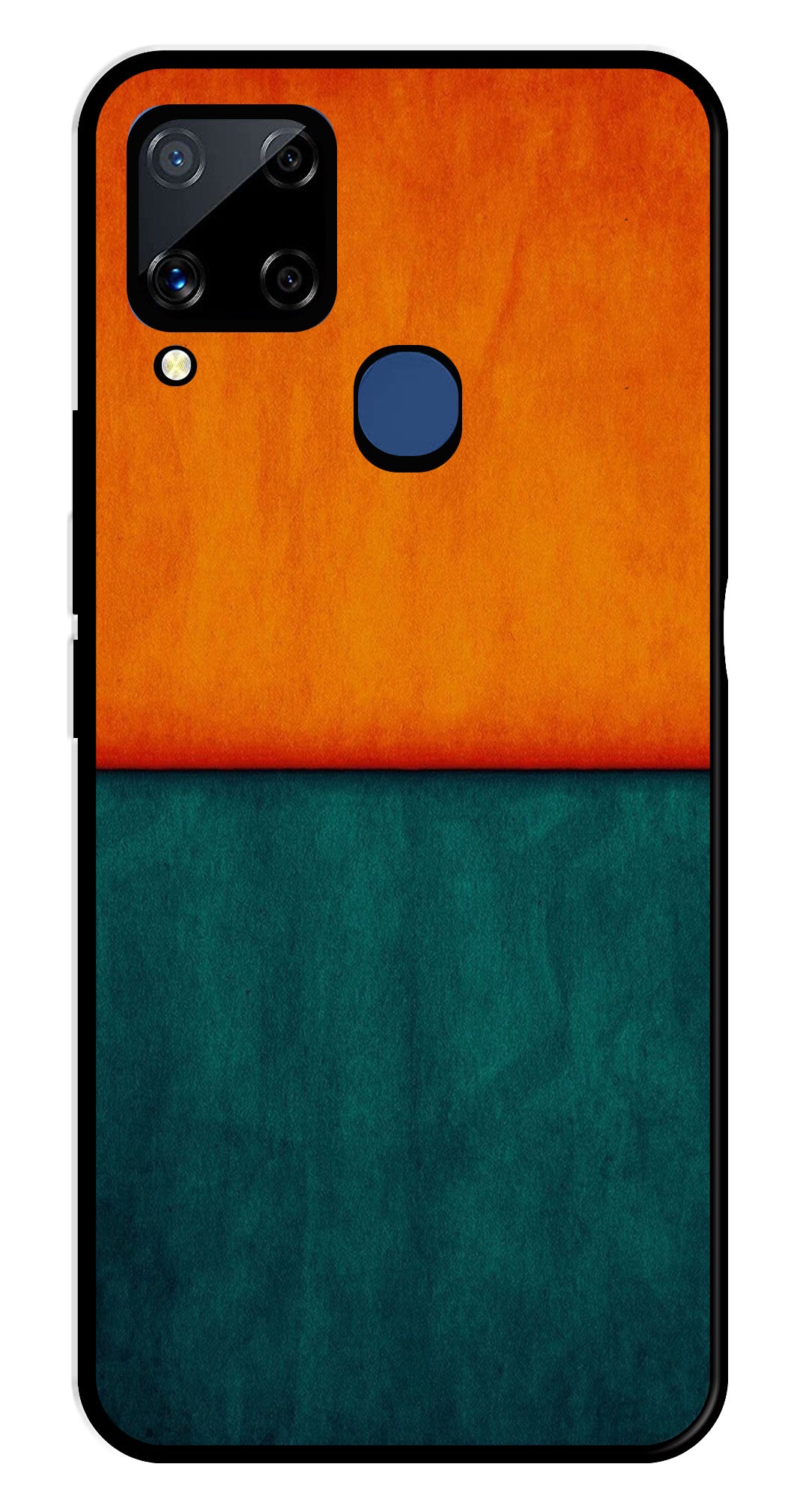 Orange Green Pattern Metal Mobile Case for Realme C15   (Design No -45)