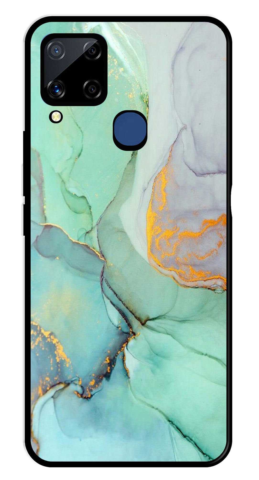 Marble Design Metal Mobile Case for Realme C15   (Design No -46)