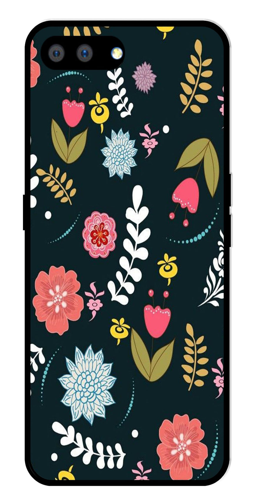 Floral Pattern2 Metal Mobile Case for Realme C2   (Design No -12)