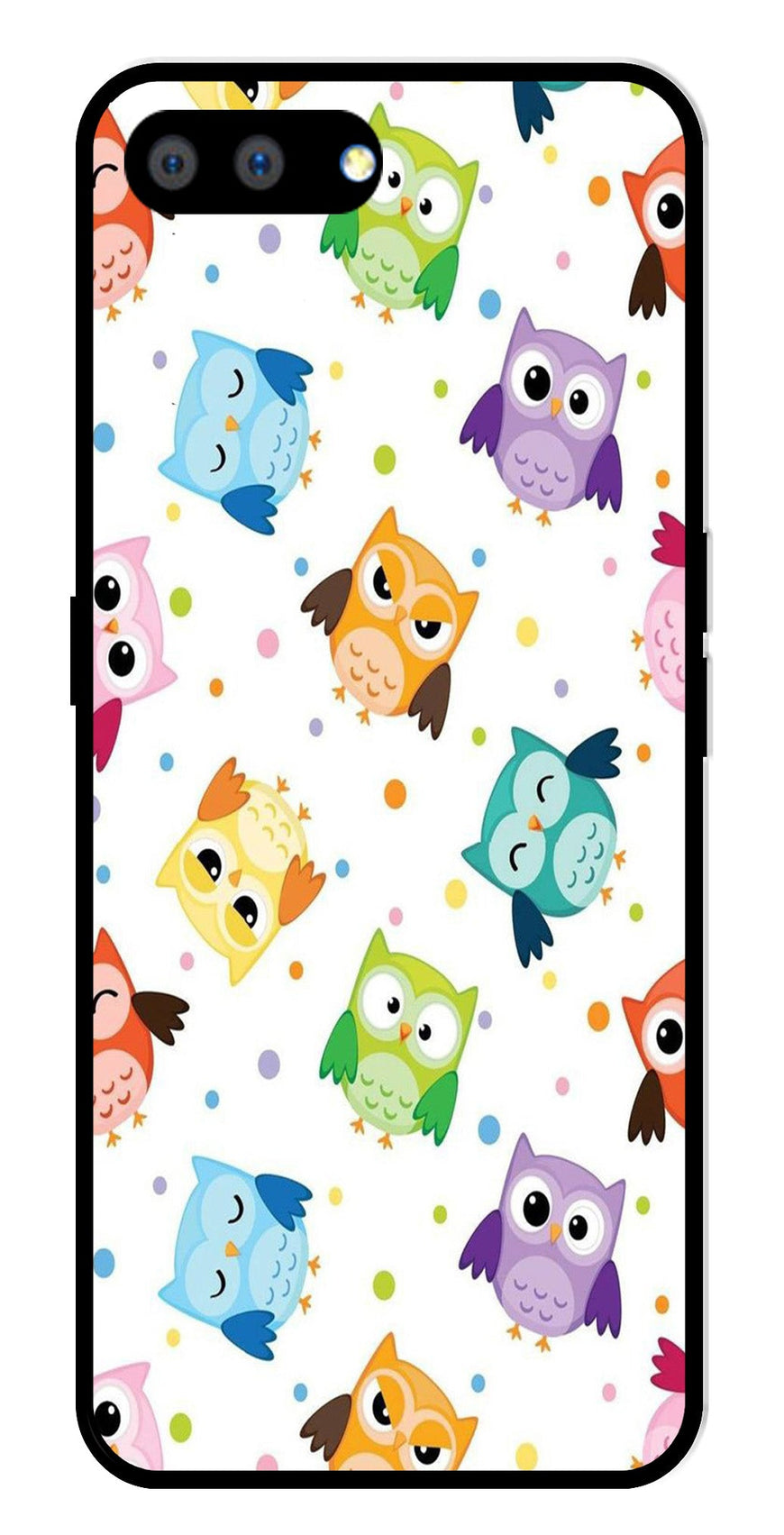 Owls Pattern Metal Mobile Case for Realme C2   (Design No -20)