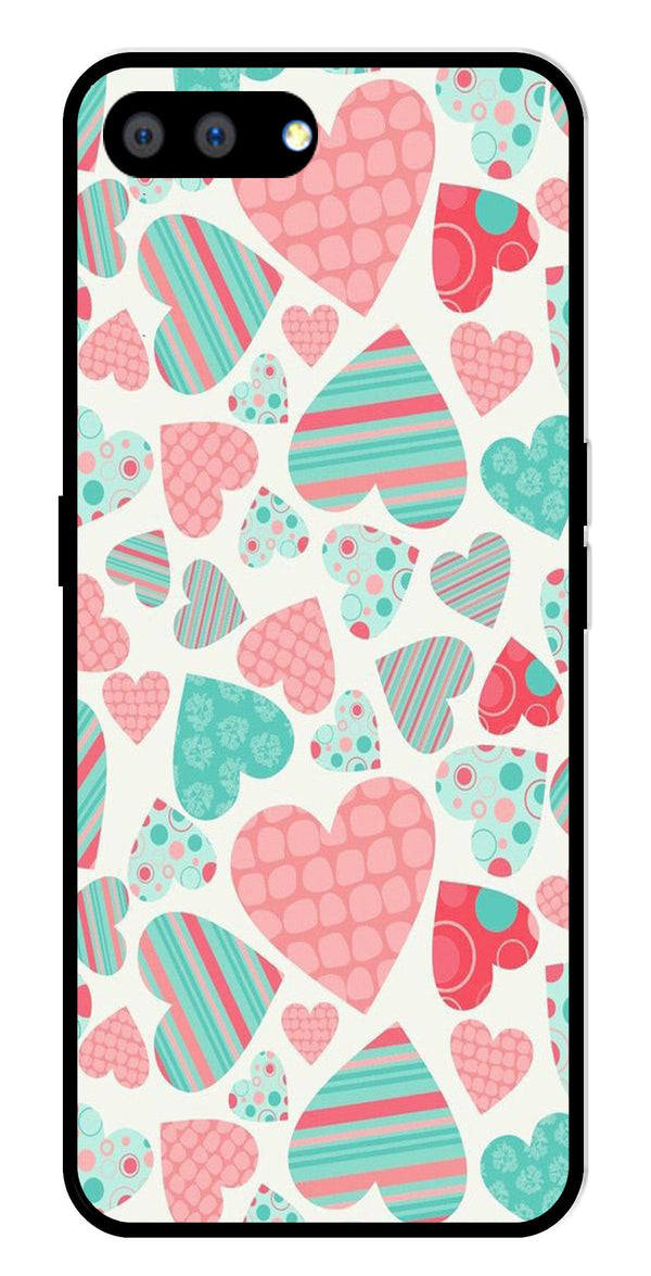 Hearts Pattern Metal Mobile Case for Realme C2   (Design No -22)