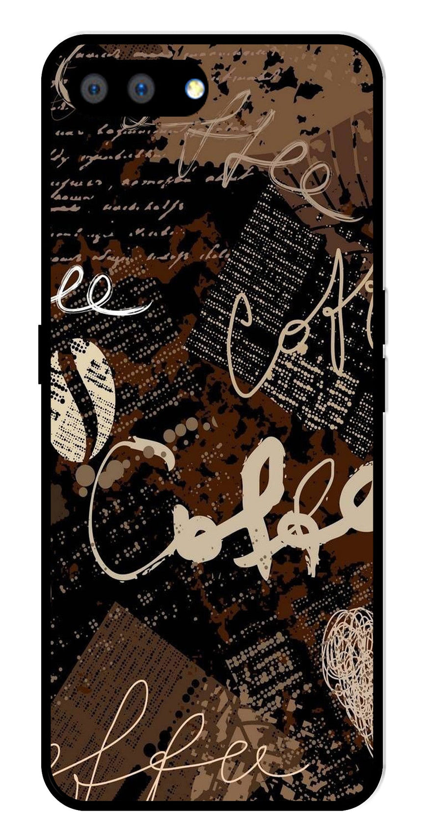 Coffee Pattern Metal Mobile Case for Realme C2   (Design No -37)