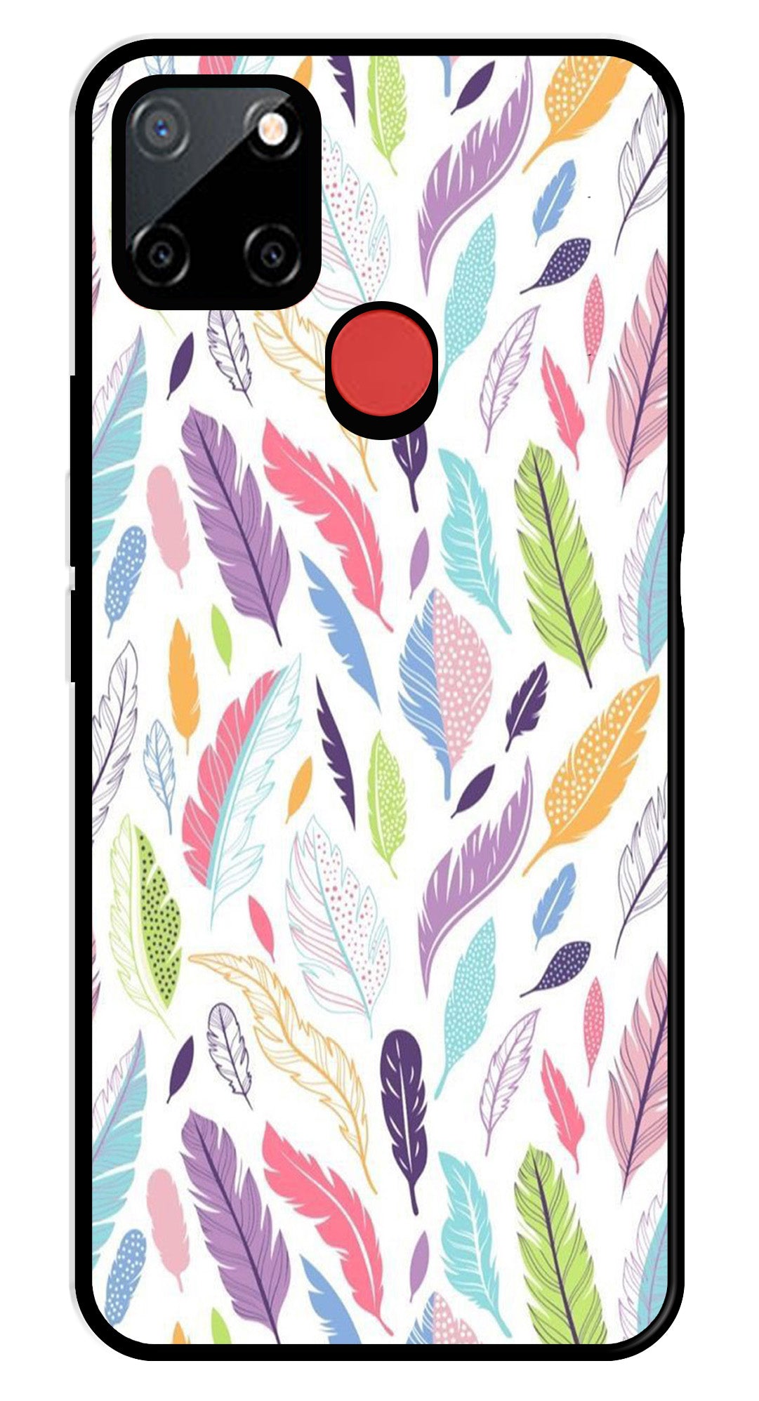 Colorful Feathers Metal Mobile Case for Realme C11   (Design No -06)