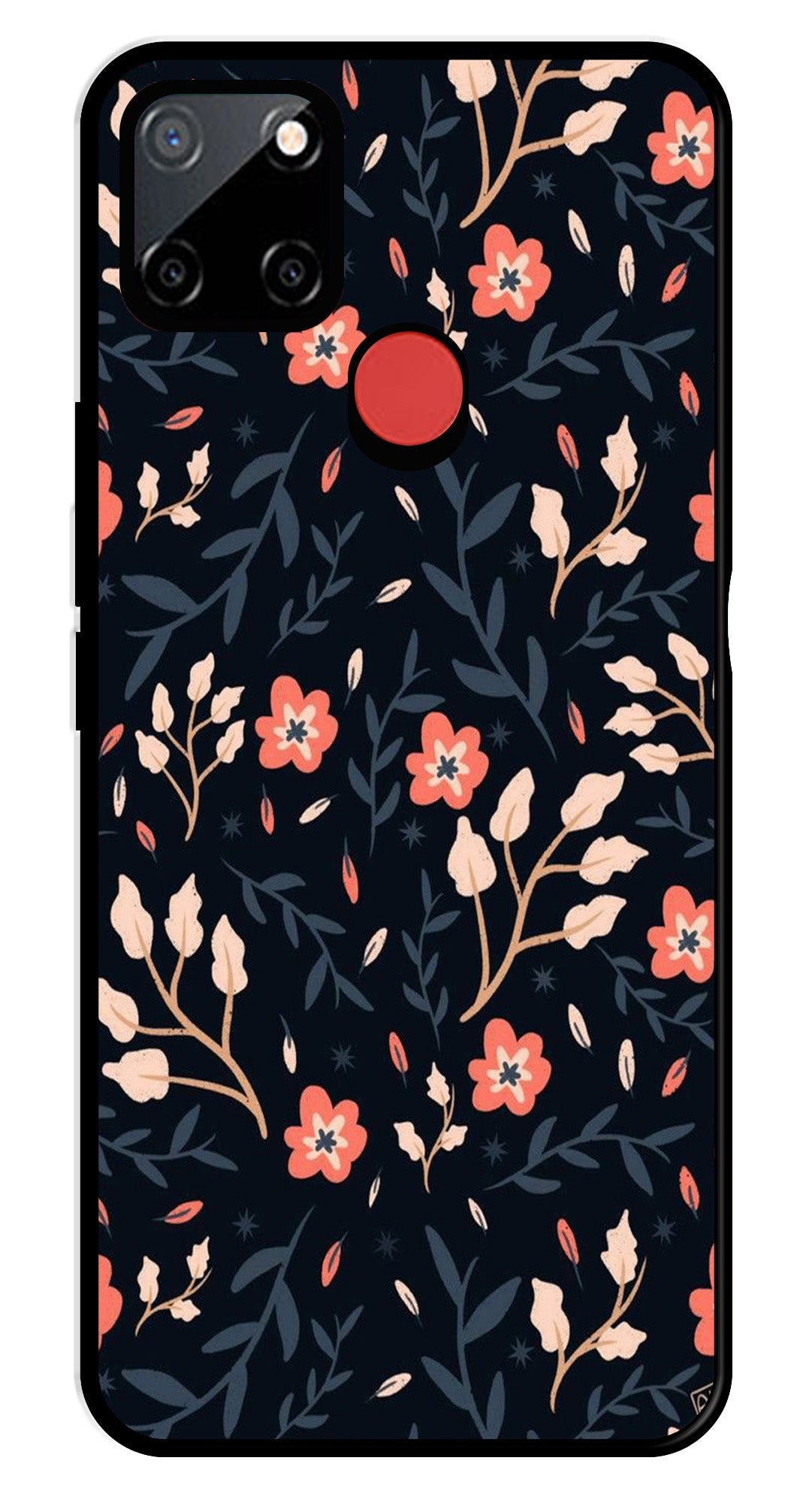 Floral Pattern Metal Mobile Case for Realme C11   (Design No -10)