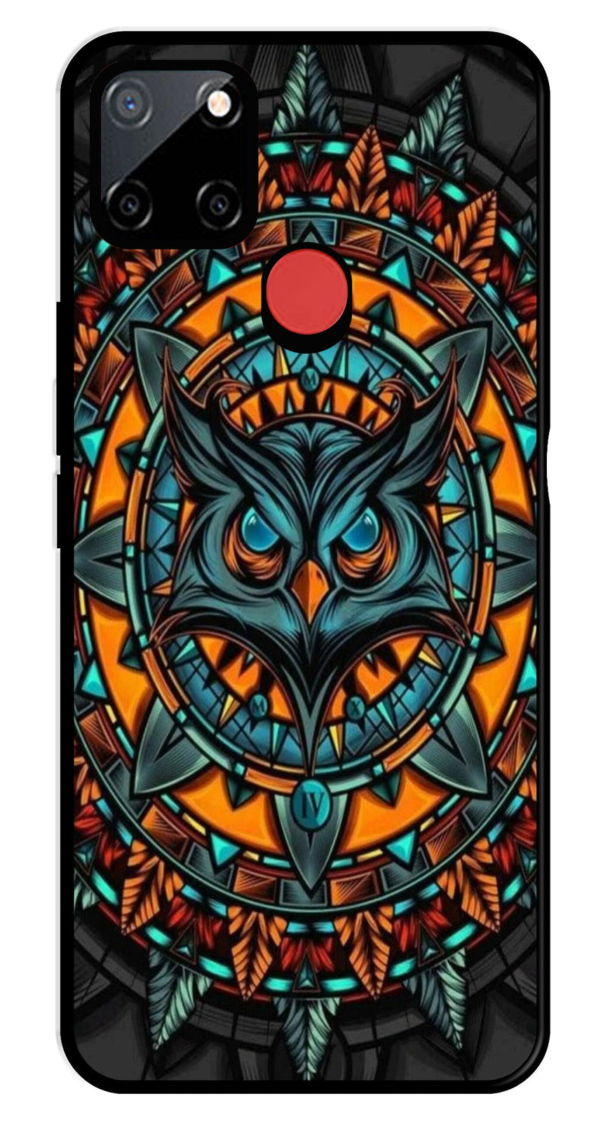 Owl Pattern Metal Mobile Case for Realme C11   (Design No -42)