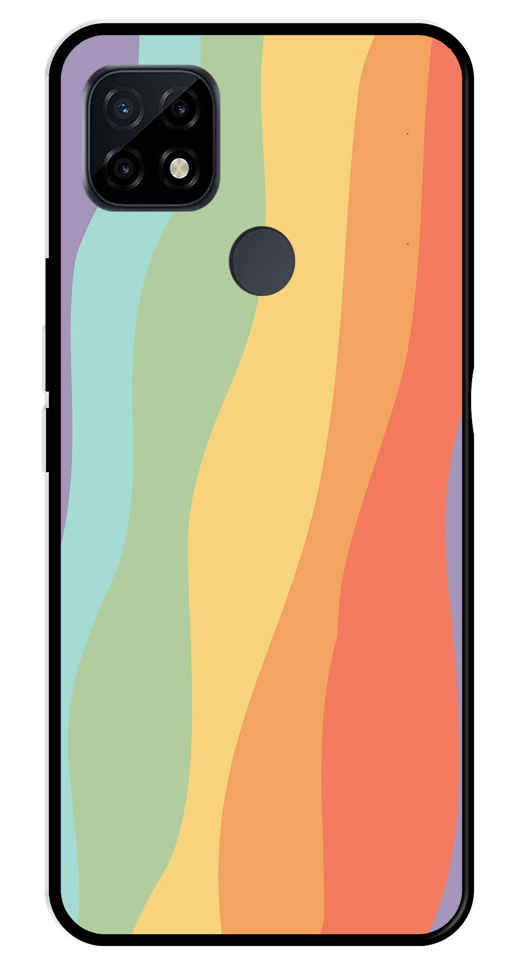 Muted Rainbow Metal Mobile Case for Realme C21   (Design No -02)