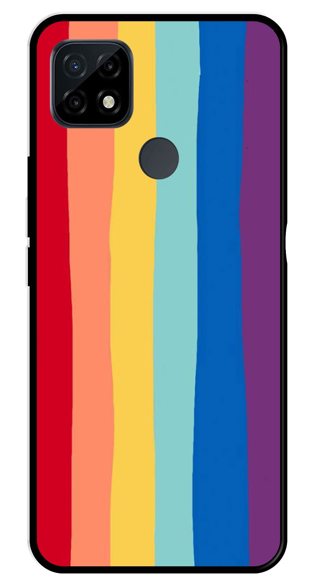 Rainbow MultiColor Metal Mobile Case for Realme C21   (Design No -03)