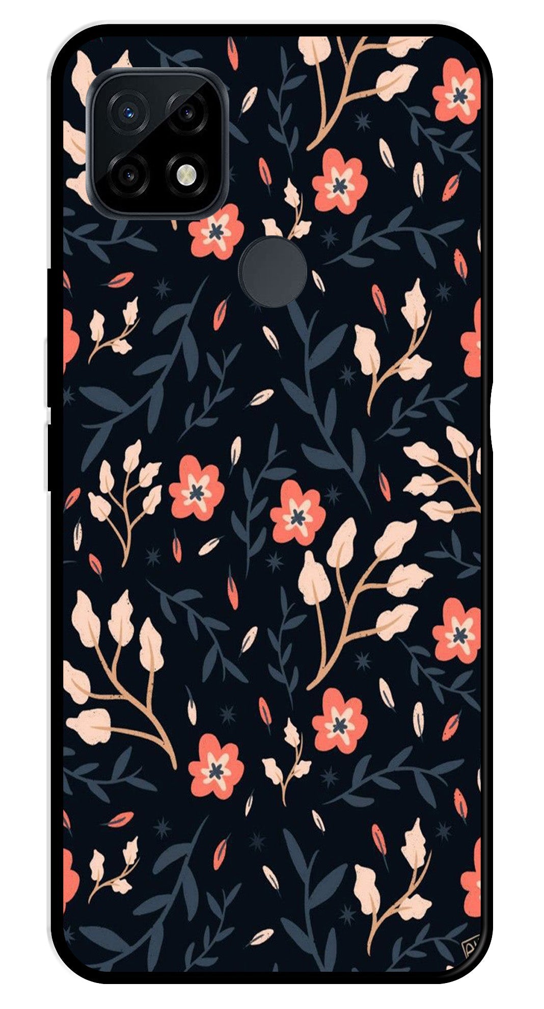 Floral Pattern Metal Mobile Case for Realme C21   (Design No -10)