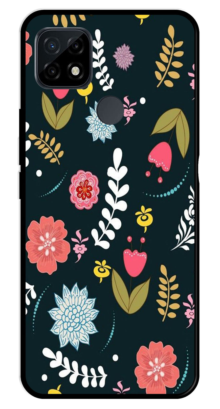 Floral Pattern2 Metal Mobile Case for Realme C21   (Design No -12)