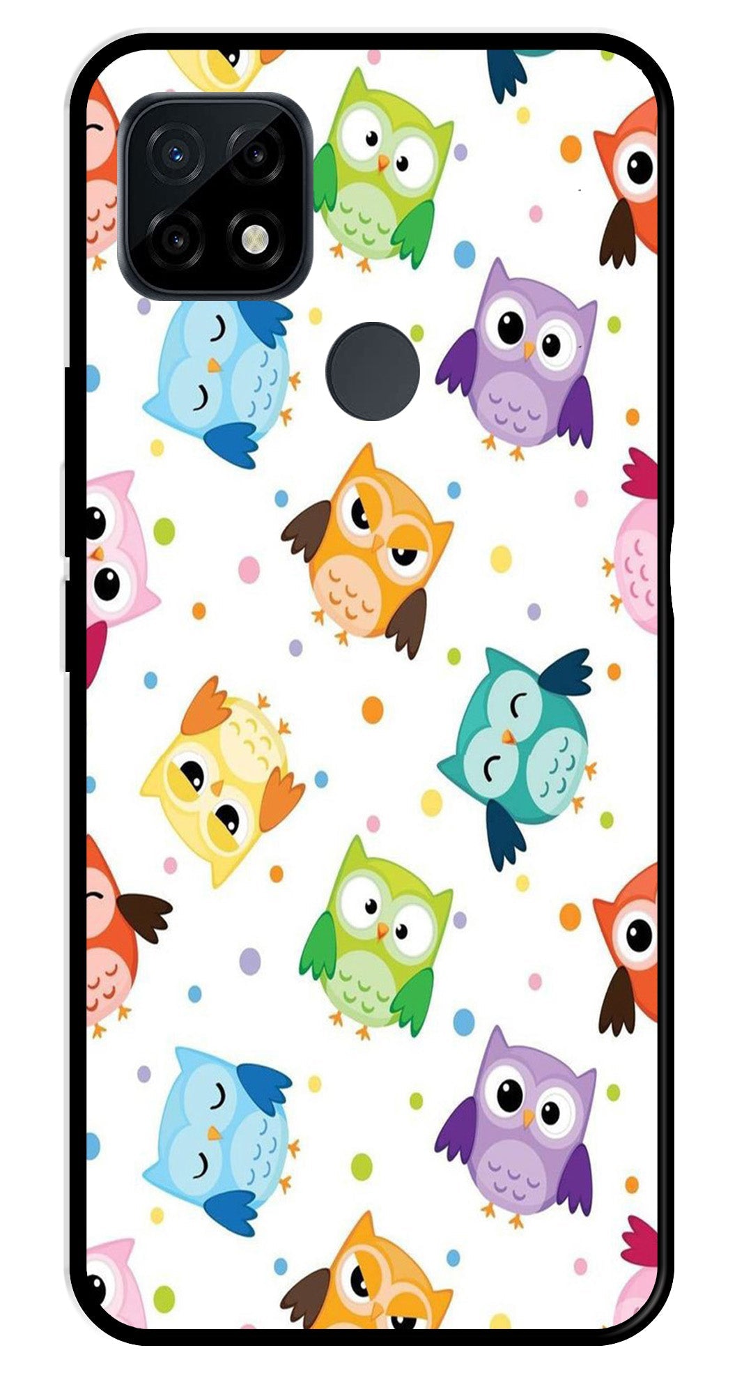 Owls Pattern Metal Mobile Case for Realme C21   (Design No -20)