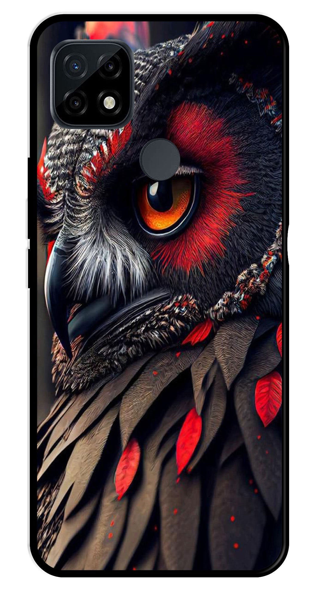Owl Design Metal Mobile Case for Realme C21   (Design No -26)