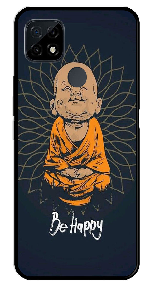 Be Happy Metal Mobile Case for Realme C21   (Design No -27)