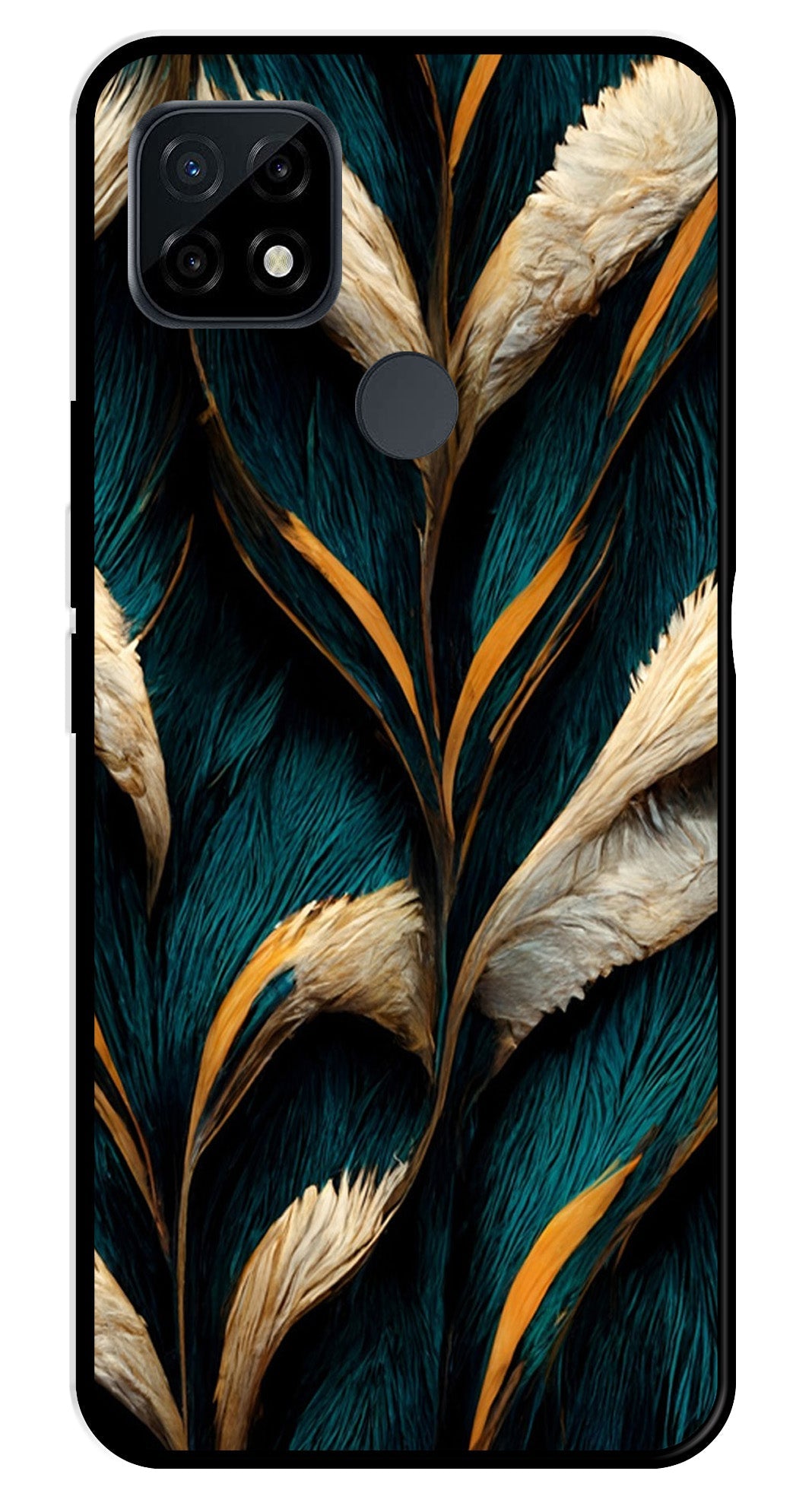 Feathers Metal Mobile Case for Realme C21   (Design No -30)