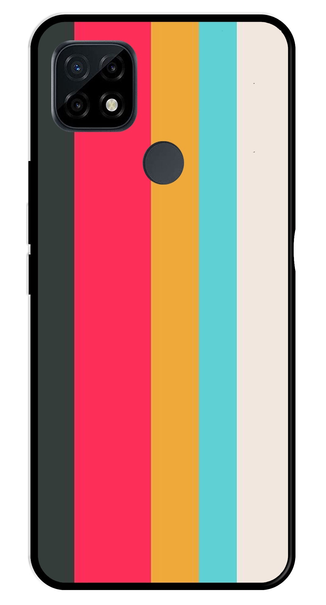 Muted Rainbow Metal Mobile Case for Realme C21   (Design No -31)