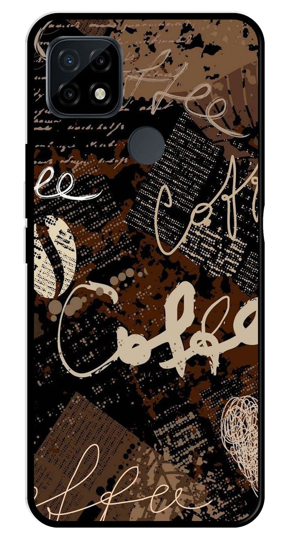 Coffee Pattern Metal Mobile Case for Realme C21   (Design No -37)