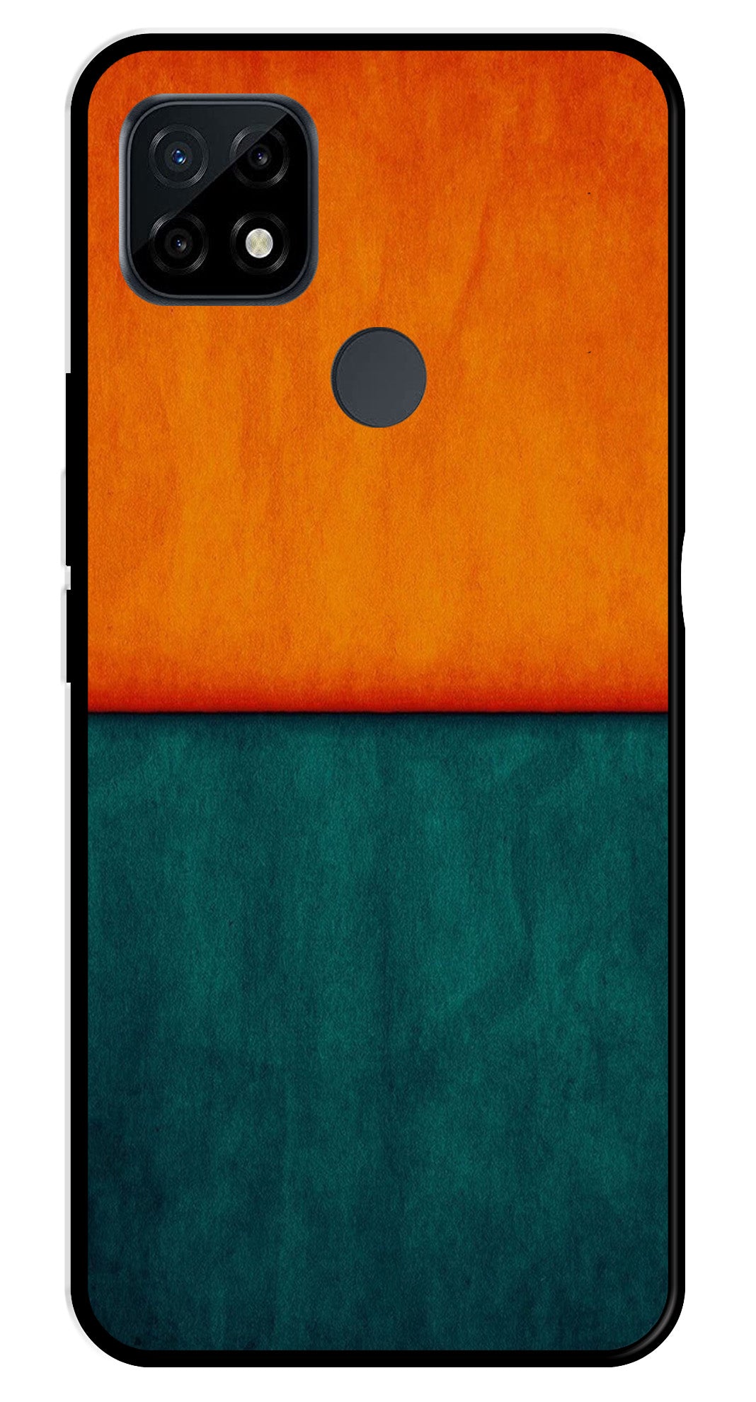 Orange Green Pattern Metal Mobile Case for Realme C21   (Design No -45)