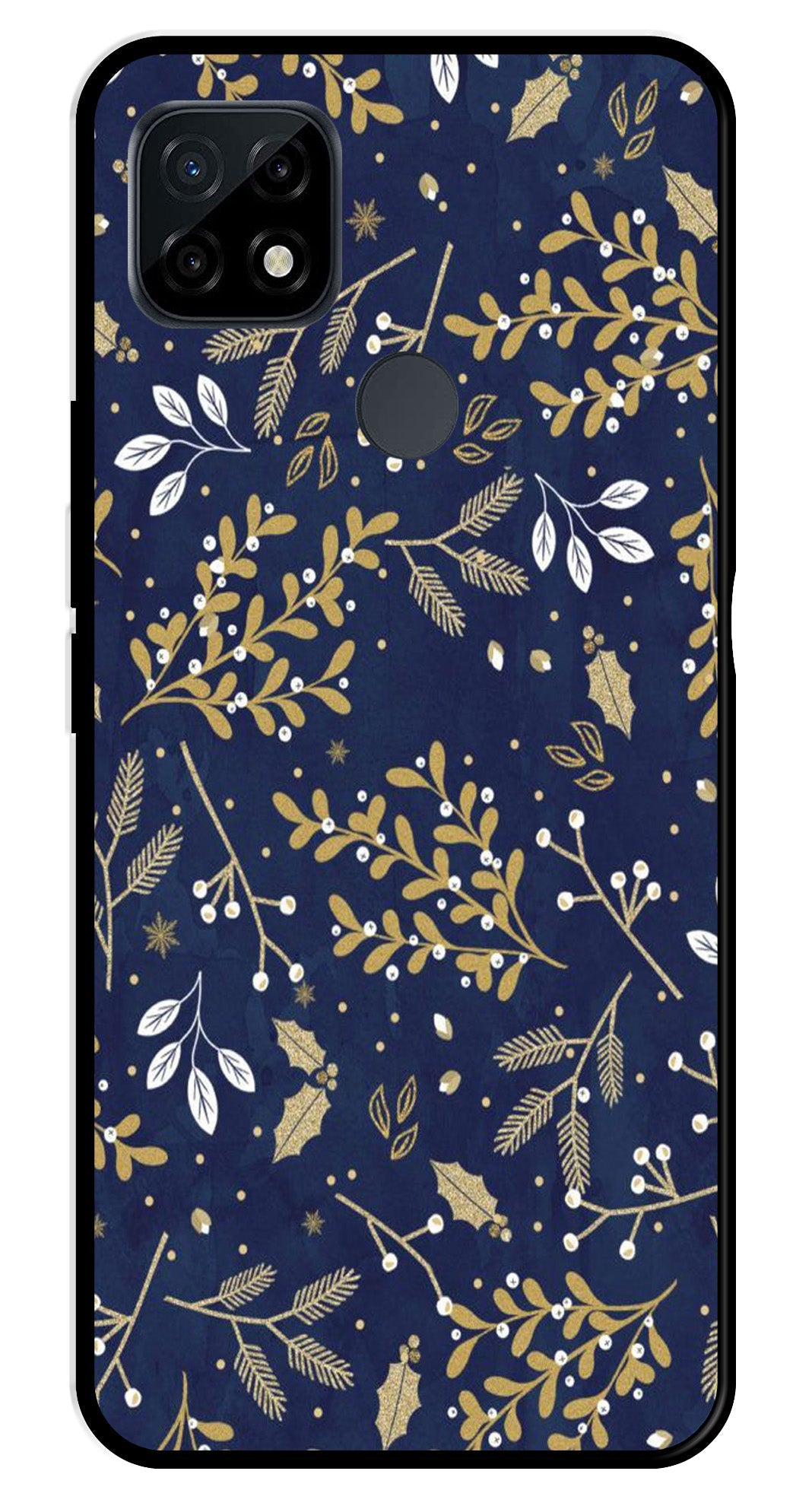 Floral Pattern  Metal Mobile Case for Realme C21   (Design No -52)