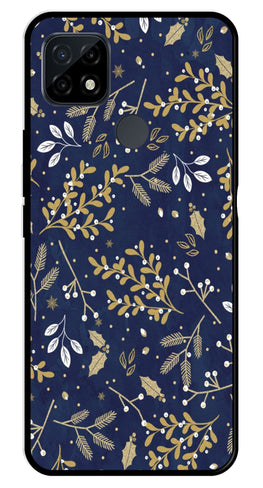 Floral Pattern  Metal Mobile Case for Realme C21   (Design No -52)