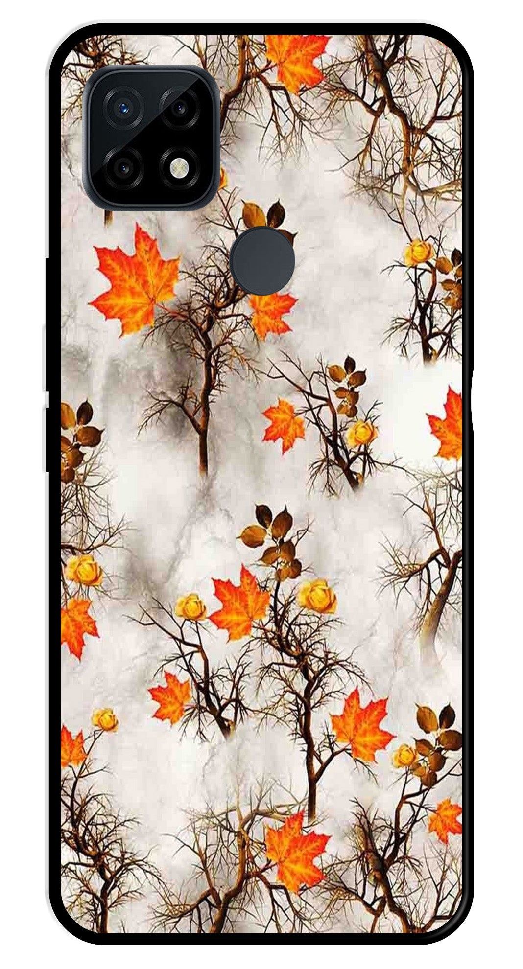 Autumn leaves Metal Mobile Case for Realme C21   (Design No -55)