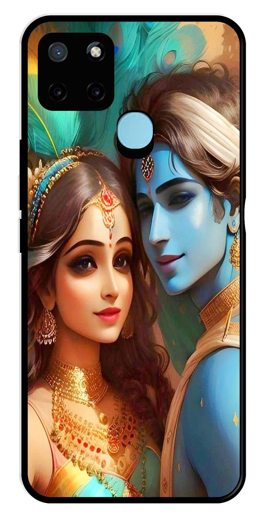 Lord Radha Krishna Metal Mobile Case for Realme C25Y   (Design No -01)