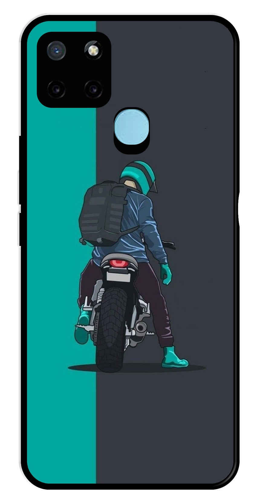 Bike Lover Metal Mobile Case for Realme C25Y   (Design No -05)