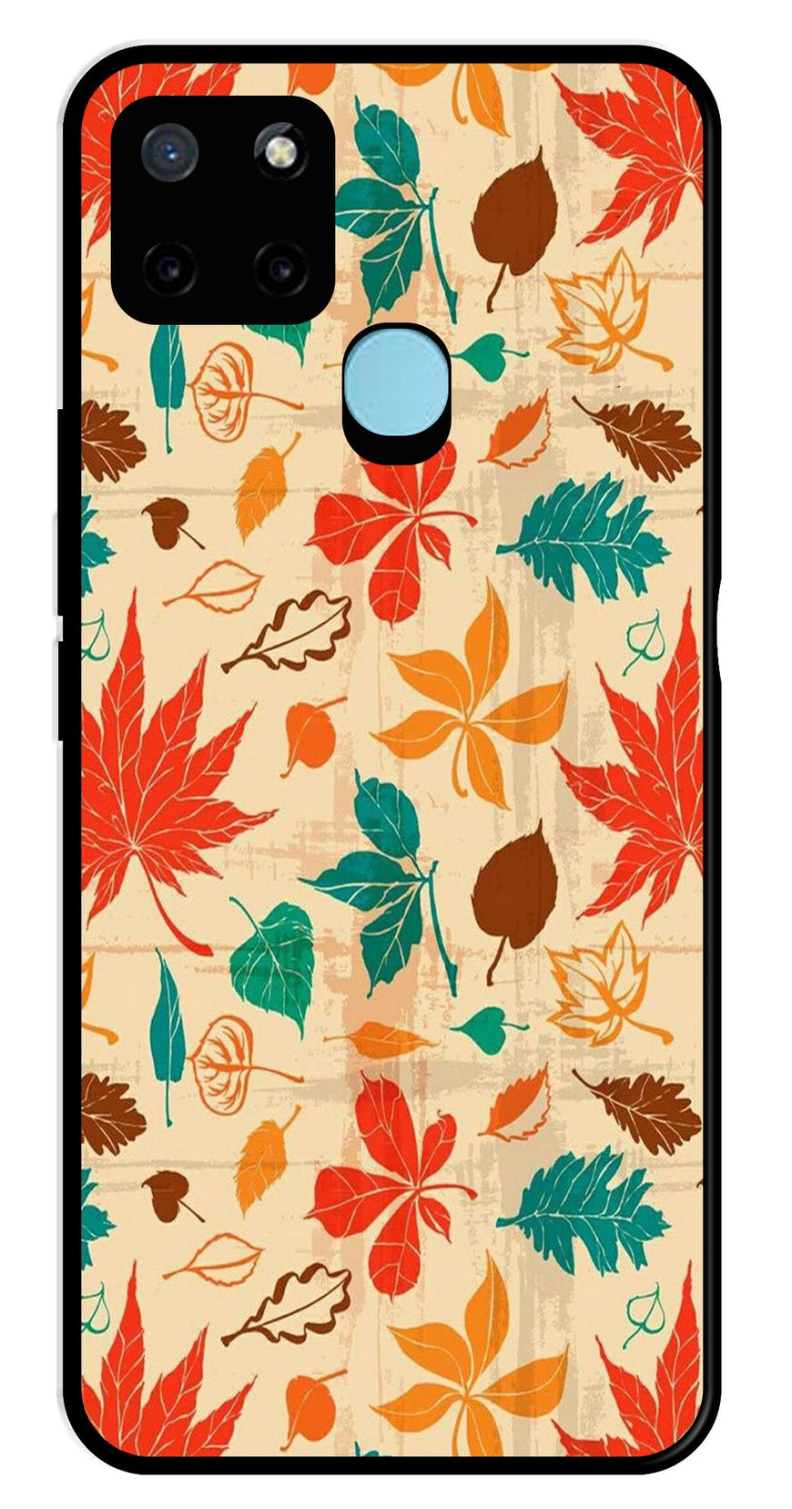 Leafs Design Metal Mobile Case for Realme C25Y   (Design No -14)