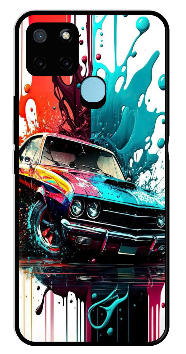 Vintage Car Metal Mobile Case for Realme C25Y   (Design No -29)