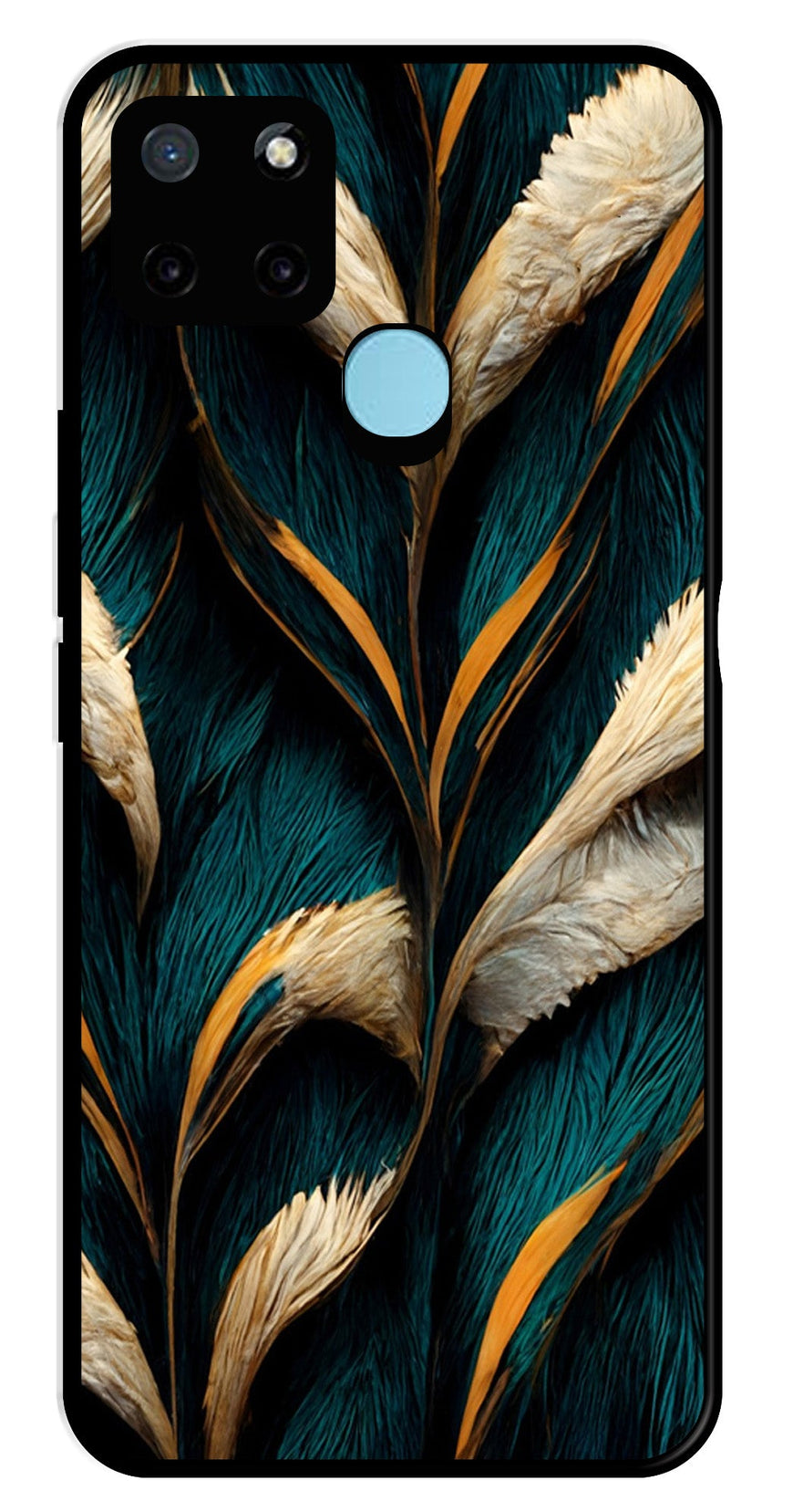 Feathers Metal Mobile Case for Realme C21Y   (Design No -30)