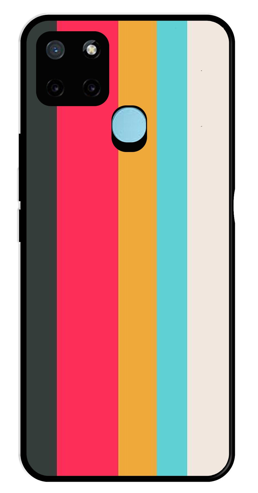 Muted Rainbow Metal Mobile Case for Realme C21Y   (Design No -31)