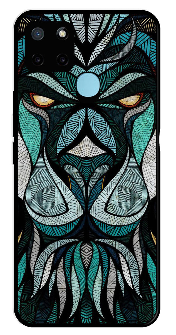 Lion Pattern Metal Mobile Case for Realme C25Y   (Design No -40)