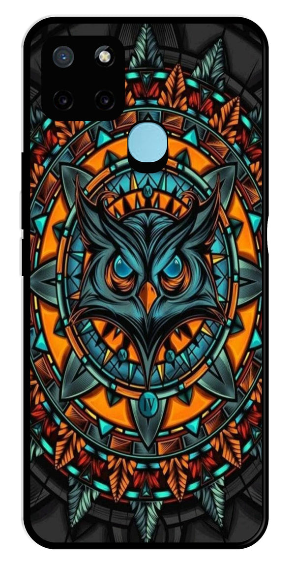 Owl Pattern Metal Mobile Case for Realme C25Y   (Design No -42)